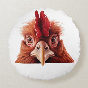 Peeking Rooster Round Pillow