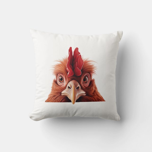 Peeking Rooster Throw Pillow (Front)