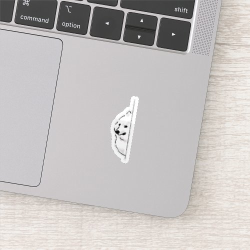 Peeking Samoyed Puppy Dog Face Sticker