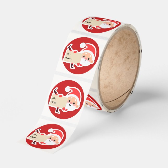 Peeking Santa Christmas Gift Sticker (Roll)