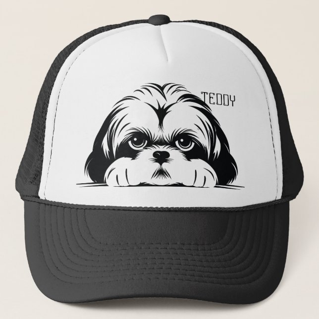Peeking Shih Tzu Dog. Personalize Trucker Hat (Front)