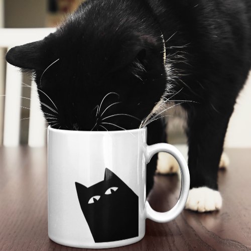 Peeking Sneaky Cat  Coffee Mug