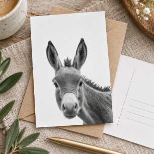 Peeking Sneaky Donkey Cute Postcard