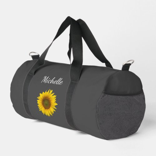 Peeking Sunflower Botanical Classic Gray Duffle Bag
