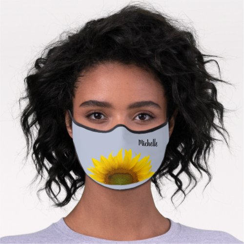 Peeking Sunflower Cute Purple Country Typography Premium Face Mask