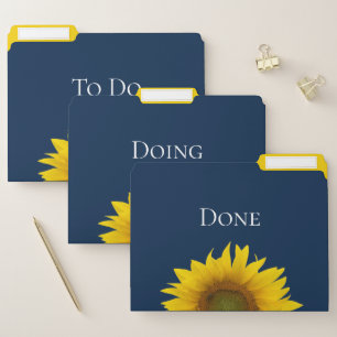 Peeking Sunflowers Navy Blue To Do File Folder
