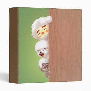 Peeking Trio: Funny Animal Stack & Smile Pup 3 Ring Binder