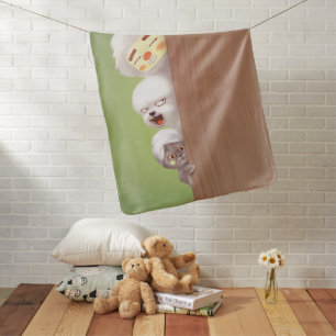 Peeking Trio: Funny Animal Stack & Smile Pup Baby Blanket