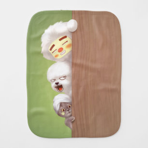Peeking Trio: Funny Animal Stack & Smile Pup Baby Burp Cloth