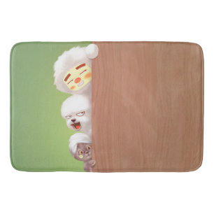 Peeking Trio: Funny Animal Stack & Smile Pup Bath Mat