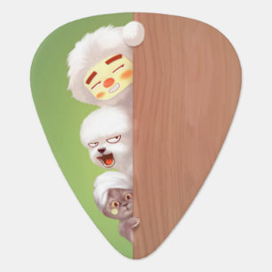 Peeking Trio: Funny Animal Stack & Smile Pup Guitar Pick