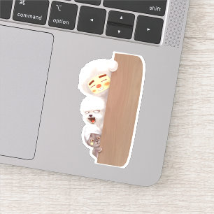 Peeking Trio: Funny Animal Stack & Smile Pup Sticker