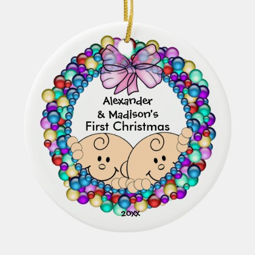 Peeking Twins Babys First Christmas Ornament