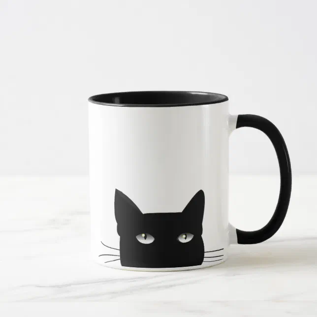 PEEKING UP BLACK CAT COFFEE MUG | Zazzle