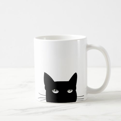PEEKING UP BLACK CAT KITTY LOVER COFFEE MUG