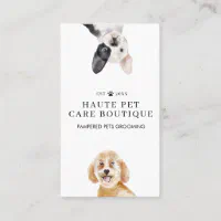 Peeking Watercolor Dogs Pet Care Grooming & Salon Business Card
