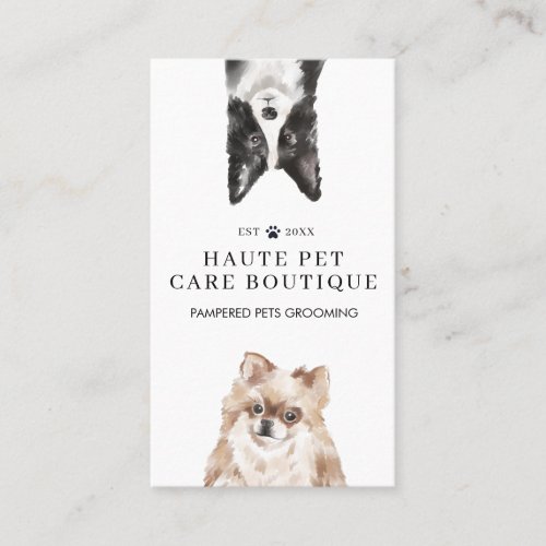 Peeking Watercolor Dogs Pet Care Grooming  Salon Business Card