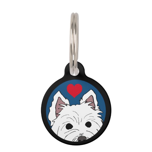 Peeking Westie with Heart Pet Tag (Front)
