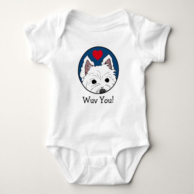 Peeking Westie Wuv You! Infant Bodysuit (Front)