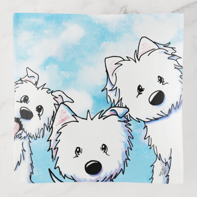 Peeking Westies Trinket Tray (Front)