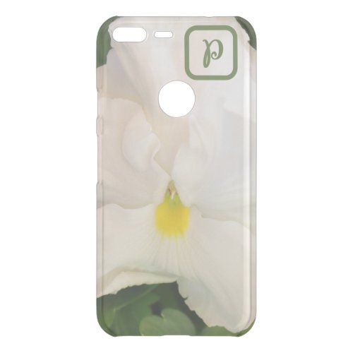 Peeking Yellow in White Floral Monogram  Uncommon Google Pixel XL Case