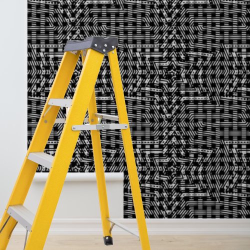Peel and Stick Black White Stars Weave pattern Wallpaper