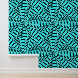 Peel and Stick Blue Black Gyroscope Circles