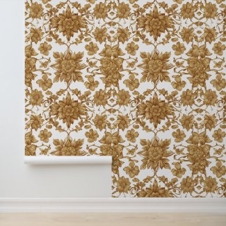 Peel and stick gold flowers on white background
