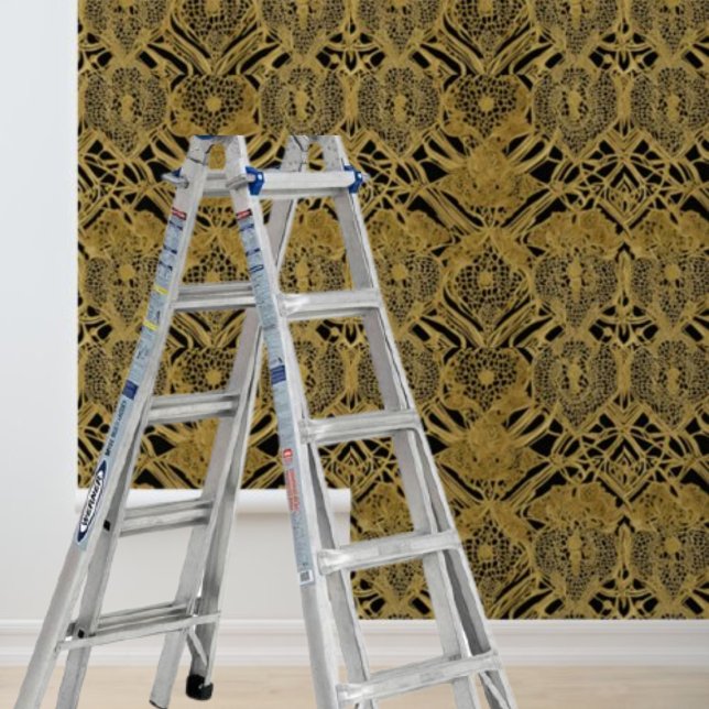 Peel and stick gold pattern on black background wallpaper  (Creator Uploaded)