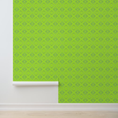 Peel and stick green diamond graphic pattern wallpaper 