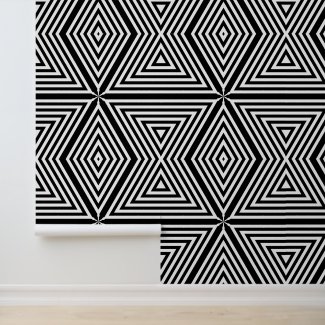 Peel and stick modern black white stripes diamonds