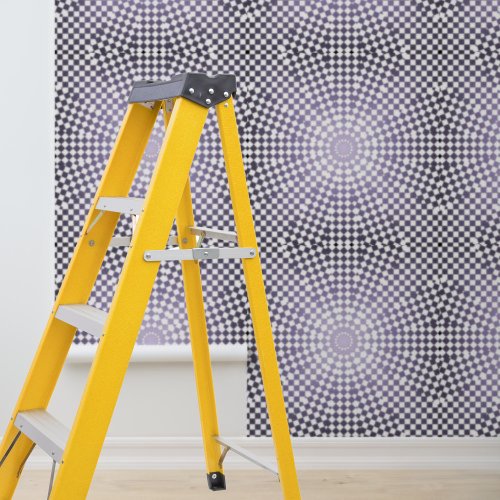 Peel and stick modern purple gray checks circles  wallpaper 