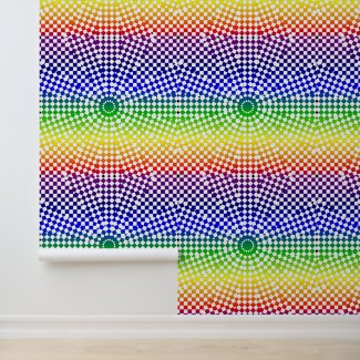 Peel and stick modern rainbow checks and circles