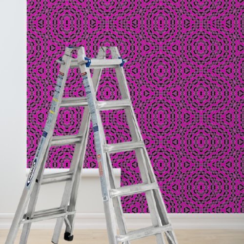 Peel and stick pink black geometric pattern wallpaper 