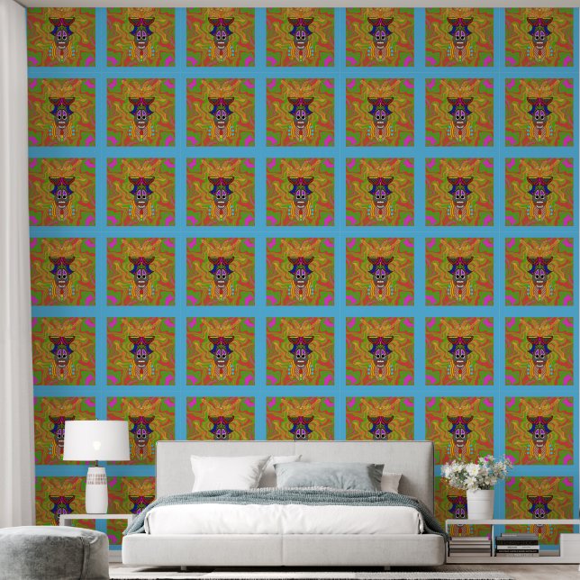 Peel and Stick Wallpaper 50 - Masked Blue (Bedroom)