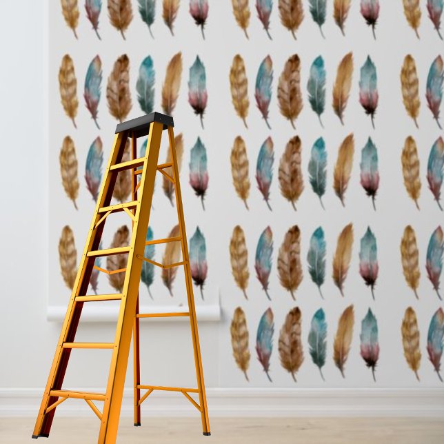 Peel and stick wallpaper blue brown feathers (Peel and stick wallpaper blue brown feathers wallpaper
)