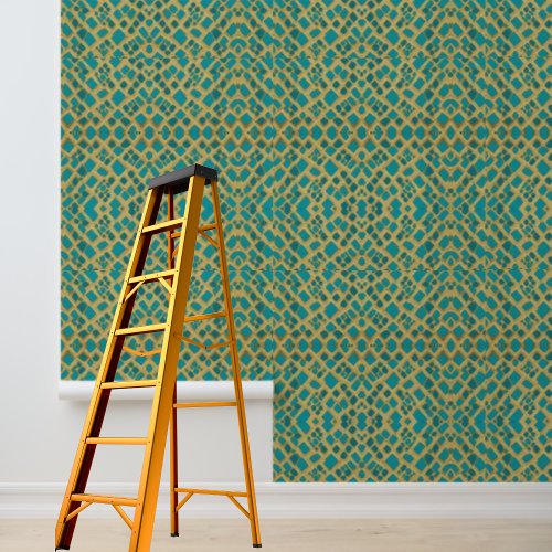 Peel and Stick Wallpaper blue gold geometric  Wallpaper