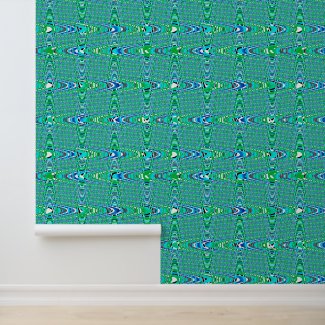 Peel and Stick Wallpaper Blue Green Zig-zag