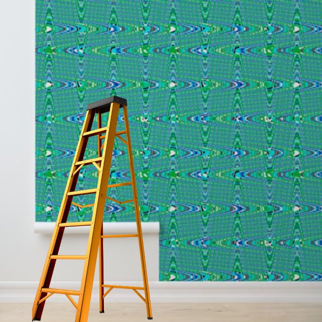 Peel and Stick Wallpaper Blue Green Zig-zag Wallpaper (Peel and Stick Wallpaper Blue Green Zig-zag Wallpaper)