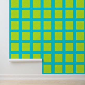 Peel and Stick Wallpaper Blue Lime Green Squares P