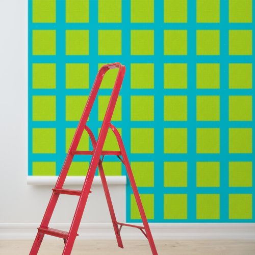 Peel and Stick Wallpaper Blue Lime Green Squares  Wallpaper