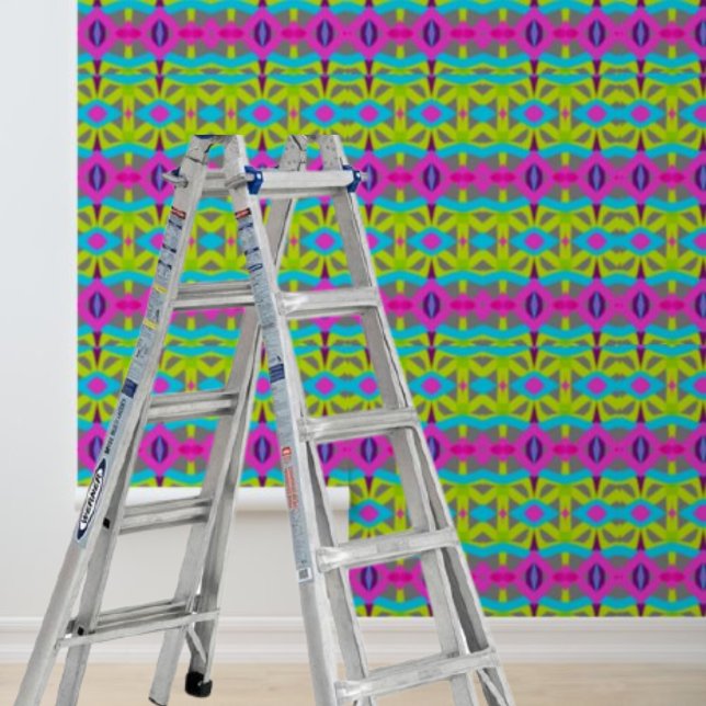 Peel and stick wallpaper bold pink blue yellow wallpaper  (Creator Uploaded)