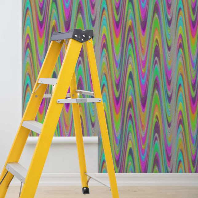 Peel and Stick Wallpaper Colourful Wave Pattern Wallpaper | Zazzle