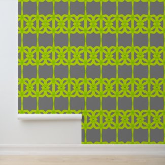 Peel and stick wallpaper grey lime green pattern