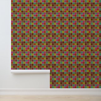 Peel and stick wallpaper multi-colored squares