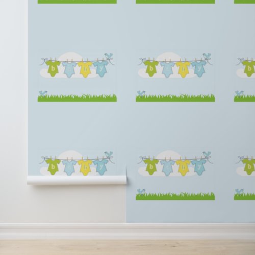 Peel and stick wallpaper Nursery Baby Blue  Wallpaper