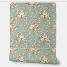 Peel and Stick Wallpaper – Vintage Roses, Birds