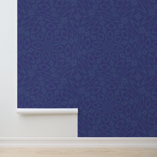  Peel Stick Blue Diamonds Circles Geometric Wallpaper (Application)