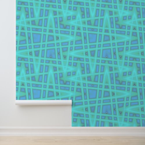 Peel Stick Blue Green Zigzag Geometric Pattern  Wallpaper