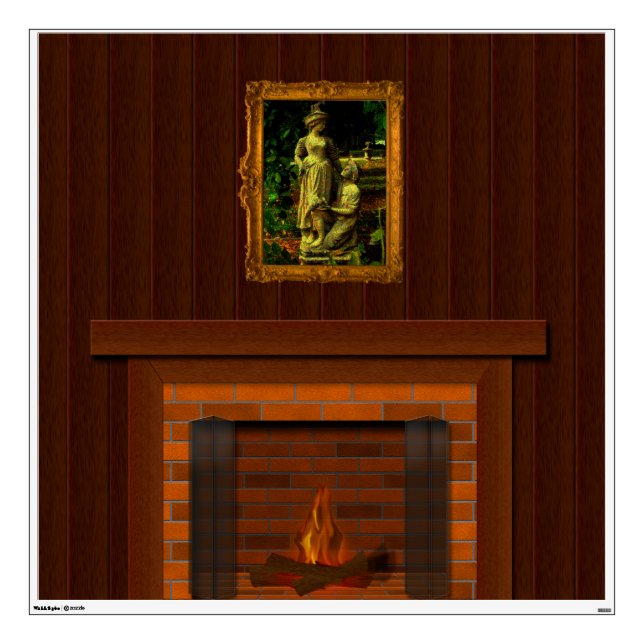 Peel & Stick Fireplace Wall Mural Faux Fireplace Sticker (Front)